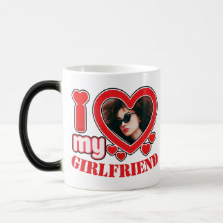 Taza Mágica Me encanta mi novia, texto de foto personalizado