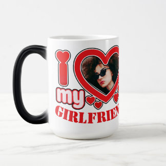 Taza Mágica Me encanta mi novia, texto de foto personalizado