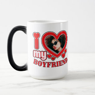 Taza Mágica Me encanta mi novio, foto personalizada del corazó