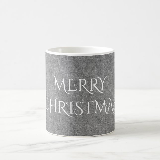 Taza Mágica Merry Christmas Chalkboard Typography Black White (Centro)