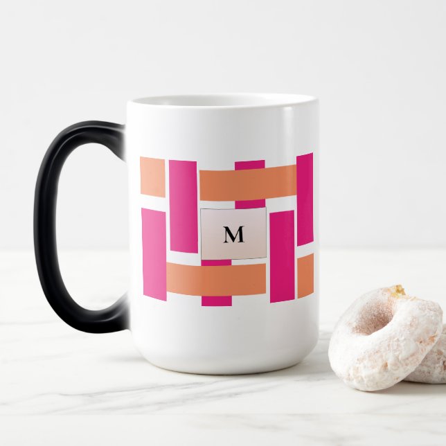 Taza Mágica Moda Monograma Patrón de banda femenina (Con donut)