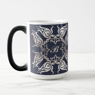 Taza Mágica modelo azul floral del estilo barroco