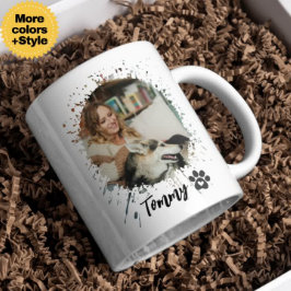 Taza Mágica Moderna foto Mascota Mug con nombre y dos imágenes