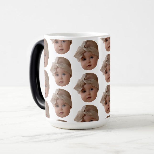 Taza Mágica Moderno Personalizado Face Funny foto bebé cara Re (Anverso izquierdo)