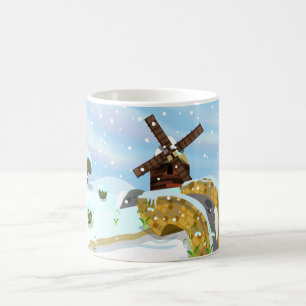 Taza Mágica Molino de viento con gotas de nieve