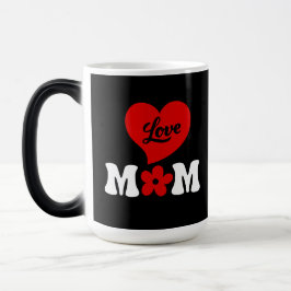 Taza Mágica Mom elegant black & white cute red heart