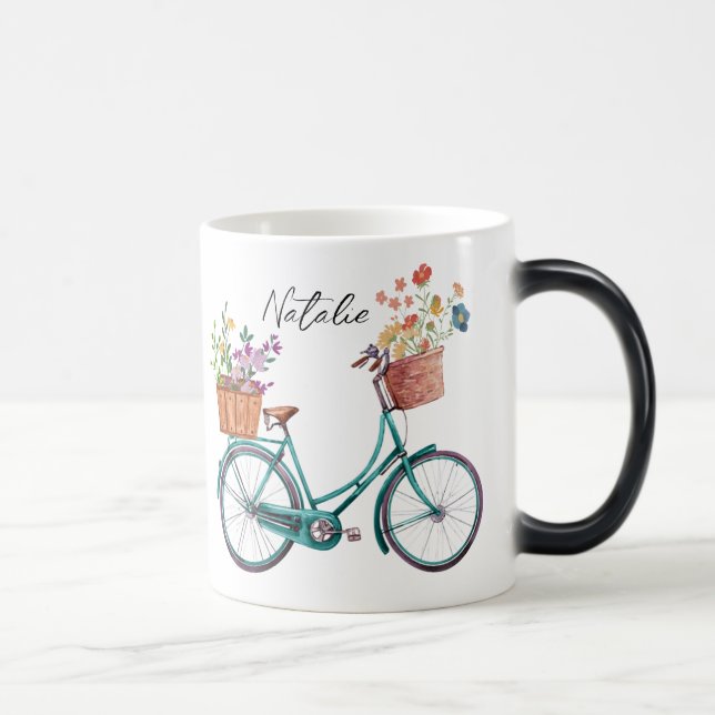 Taza Mágica Monograma acuarela floral sobre bicicleta Regalo c (Derecha)