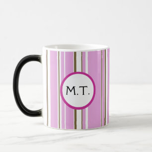 Taza Mágica Monograma de banda marrón rosa