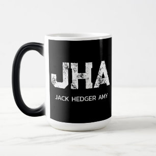 TAZA MÁGICA MONOGRAMA DE NOMBRE DE TRES LETRAS BLANCO MINIMALI