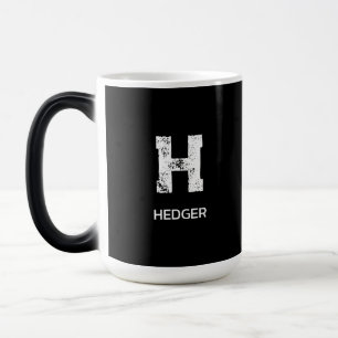 TAZA MÁGICA MONOGRAMA DE UNA LETRA BLANCA MINIMALISTA NOMBRE N