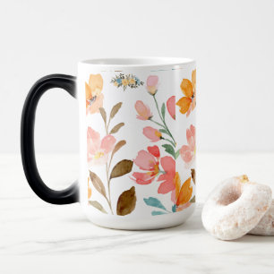 Taza Mágica  Monograma Elegante Acuarela Rosa 