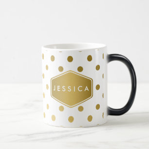 Taza Mágica Monograma femenino del modelo de lunares del oro
