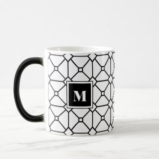 Taza Mágica Monograma geométrico negro y blanco