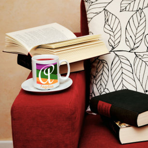 Taza Mágica Monograma moderno Letra inicial morado Magic Mug