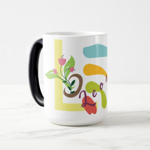 Taza Mágica Monograma personalizado para café con diseño flora