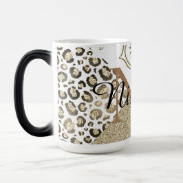 Taza Mágica Monograma Purpurinoso de Lotus Leopard personaliza