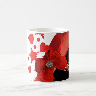 Taza Mágica Monograma rojo y blanco modelado femenino bonito