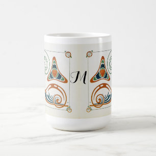 Taza Mágica Monograma vintage de Art Nouveau de Mucha