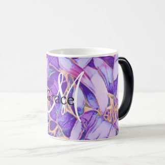 Taza Mágica Morado Y Faux Gold Flower Mug