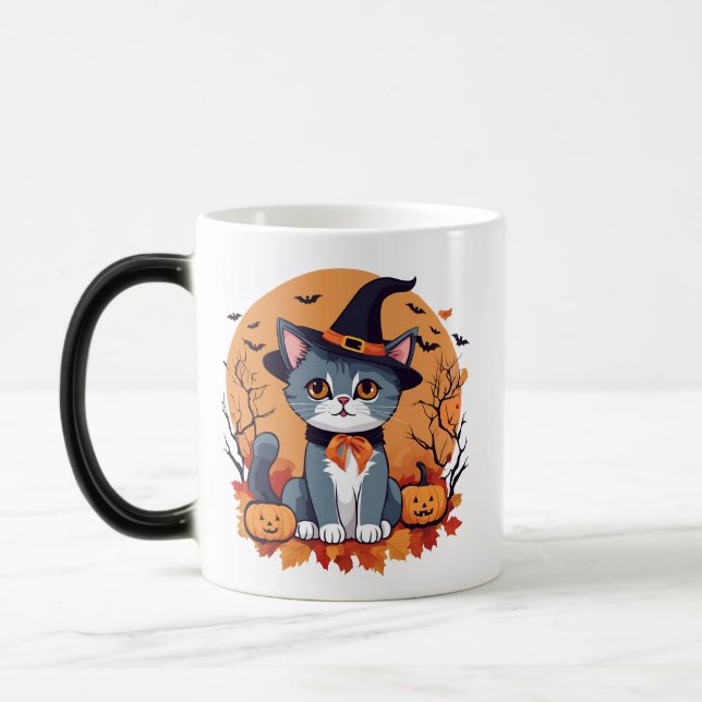 Taza Mágica Morfeo lindo de gatos de Halloween (Izquierda)