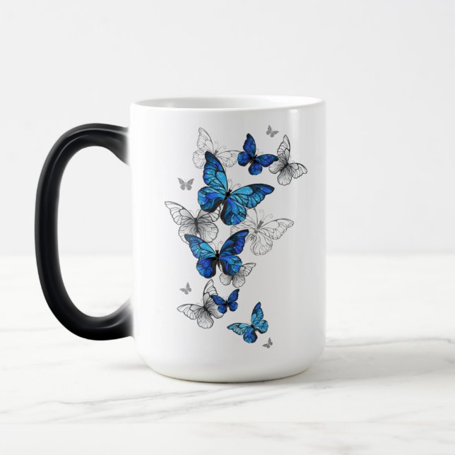 Taza Mágica Morfo de las mariposas voladoras azules (Izquierda)