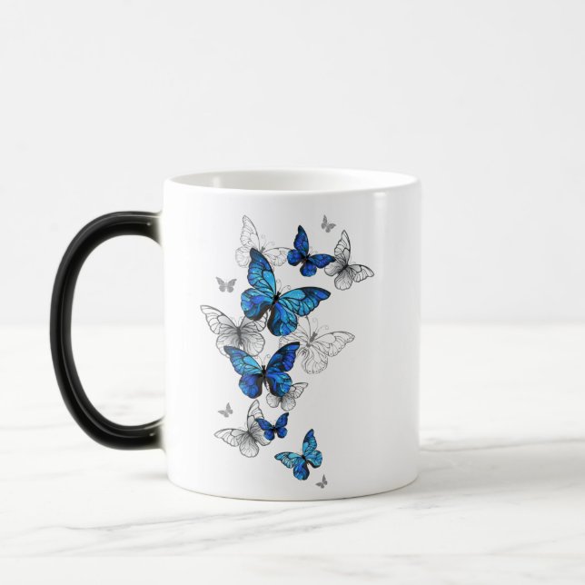 Taza Mágica Morfo de las mariposas voladoras azules (Izquierda)