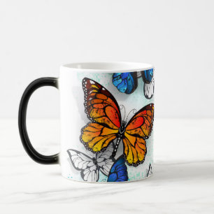 Taza Mágica Morfo y monarca de las mariposas voladoras