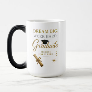 Taza Mágica Morphing Mug dorado y negro de graduación - Calor