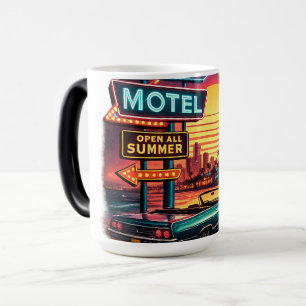 Taza Mágica Motel Atardecer Abierto Toda la Noche Diseño Retro
