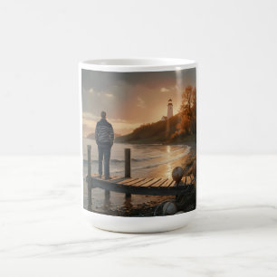 Taza Mágica Muelle del Faro de Otoño Serenidad Costera