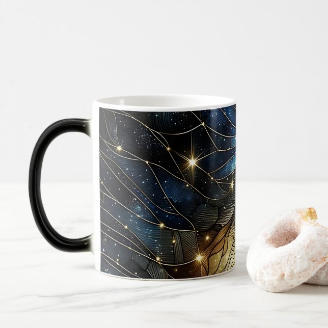 Taza Mágica Mug de arte de vidrio manchado celestial (Con donut)