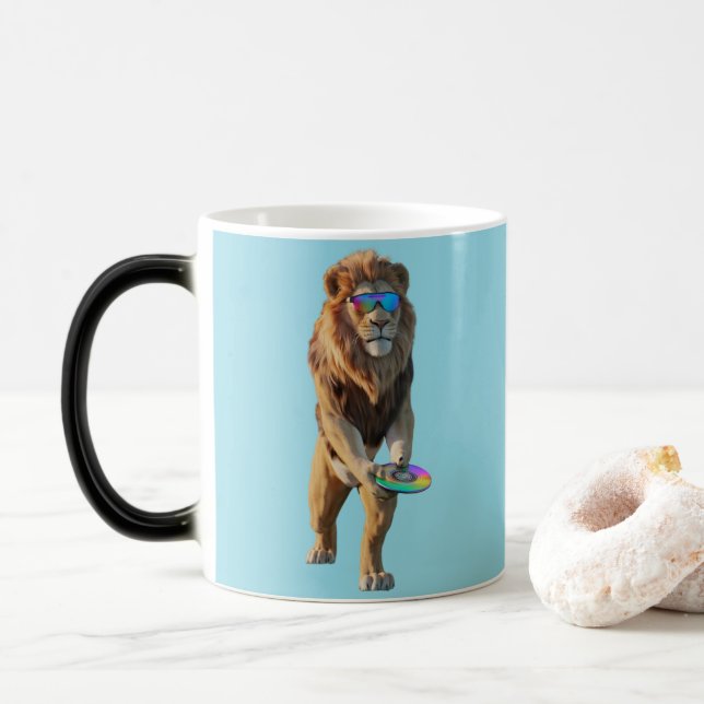 Taza Mágica Mug. de golf de disco de león (Con donut)