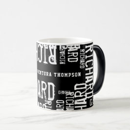 Taza Mágica Mug de nombre blanco negro moderno