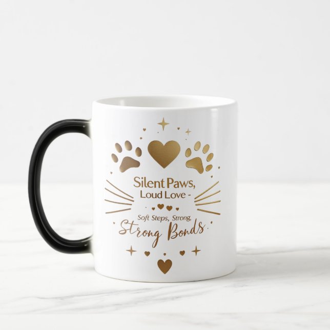 Taza Mágica Mug de revelación de calor - Paws silenciosos, Mor (Izquierda)