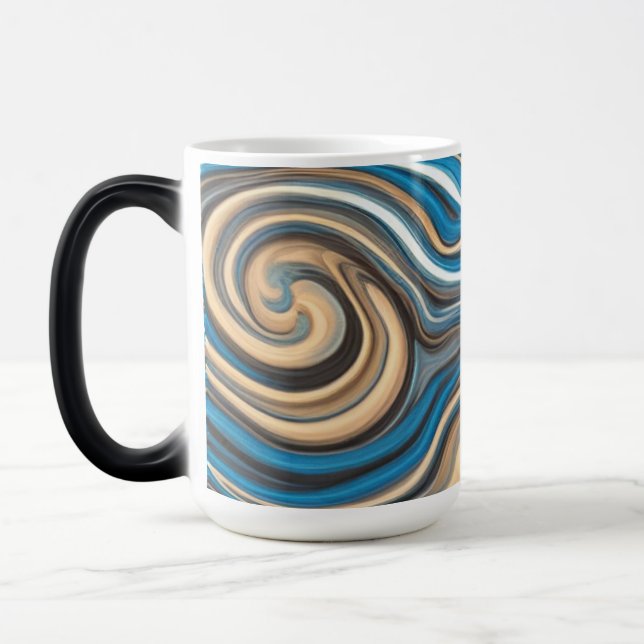 Taza Mágica Mug de zancos azules y dorados (Izquierda)