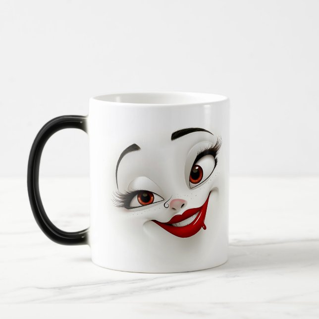 Taza Mágica Mug Magic Sarcastic Women Face with Red Lips (Izquierda)
