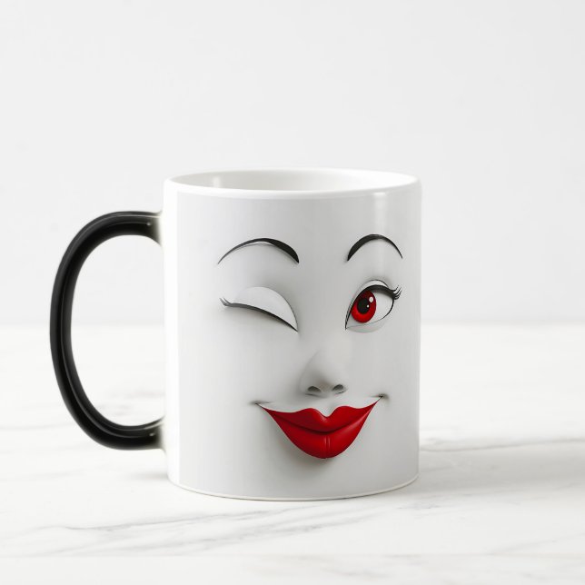 Taza Mágica Mug Magic Sarcastic Women Face with Red Lips