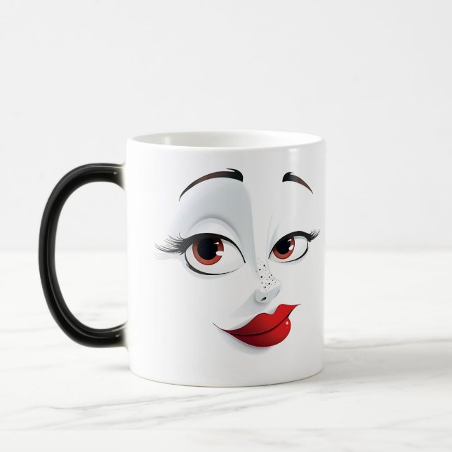 Taza Mágica Mug Magic Sarcastic Women Face with Red Lips (Izquierda)