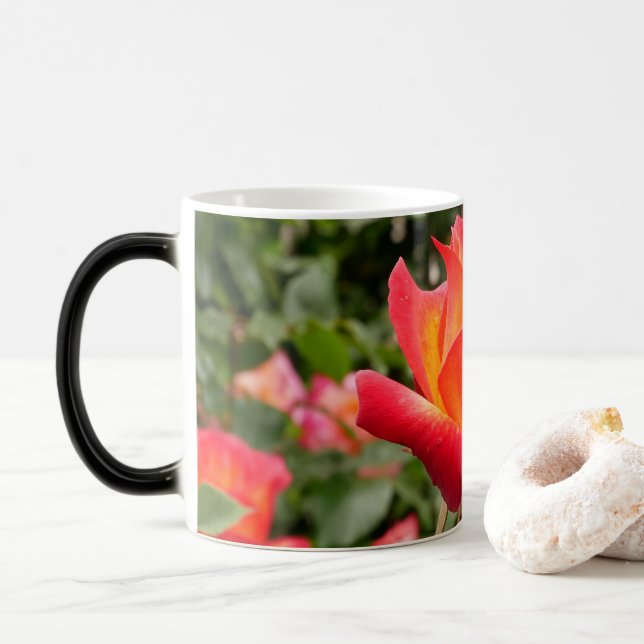 Taza Mágica Mug morphing de rosa amarillo (Con donut)