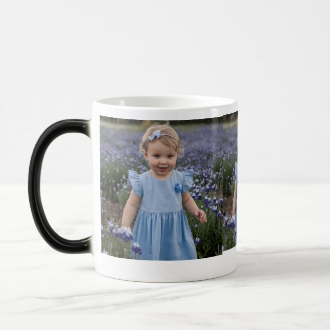 Taza Mágica Mug Regalo para Niña Bebé con Vestido Azul (Izquierda)