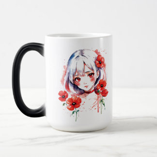 Taza Mágica Mugre de flores rojas