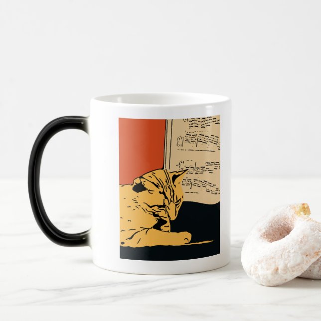 Taza Mágica Mugre de gato de piano de AZI (Con donut)