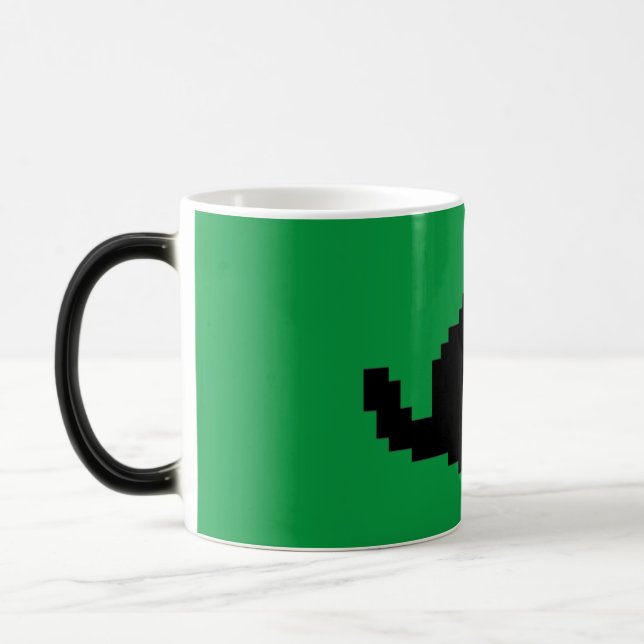 Taza Mágica Mugre verde de gato negro de 8 bits (Izquierda)