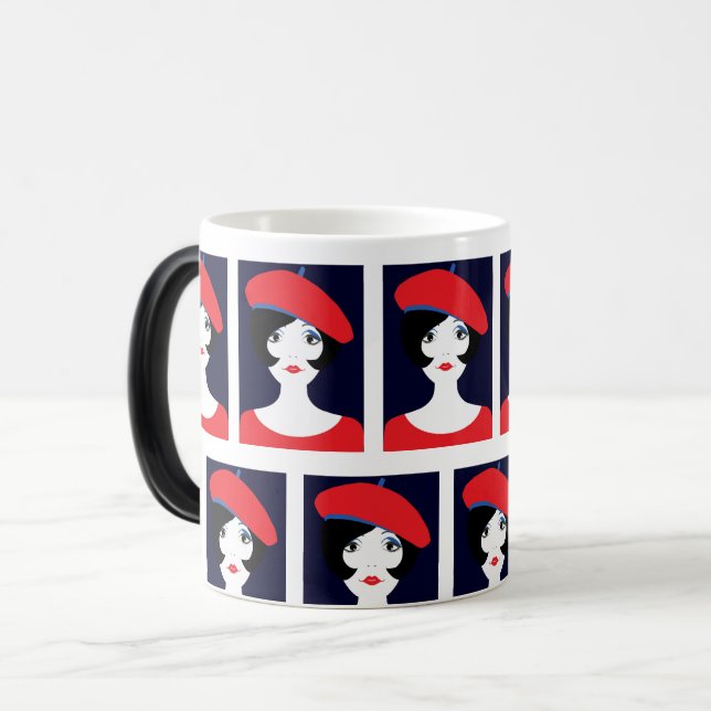 Taza Mágica Mujer Francesa Retro Hermosa: Elegante (Anverso izquierdo)
