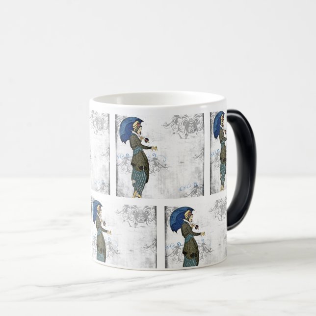 Taza Mágica Mujer ventilado elegante con paraguas: (Anverso derecho)