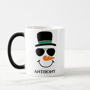 Taza Mágica Muñeco de nieve de Navidad personalizado con nombr