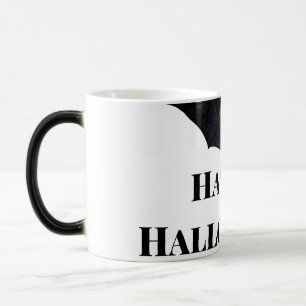 Taza Mágica Murciélago negro feliz Halloween agregar texto nom