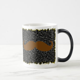 Taza Mágica Mustache marrón divertida