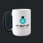 Taza Mágica My Best Vet Appreciation Coffee Mug<br><div class="desc">Show your gratitude for the world's best animal doctor with this 'My Best Vet' coffee mug. Featuring a professional veterinary clinic design with a paw print and heart, this durable ceramic mug is perfect for coffee, tea, or hot cocoa. It makes an excellent appreciation gift for veterinarians, vet techs, and...</div>