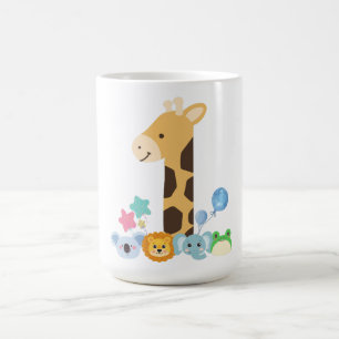 Taza Mágica My First Birthday. Giraffe and Happy Animals Desig